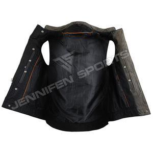 Gilet de motard en cuir de vachette véritable pour homme, style décontracté et vintage, fermeture éclair sur le devant, poches intérieures - Product Image 4