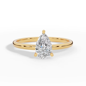 Bague en or 14 carats avec diamant solitaire de laboratoire certifié IGI, coupe poire allongée à trois griffes 8x5mm, couleur D, best-seller - Product Image 1
