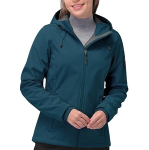 Chaqueta Softshell con capucha y cremallera completa, cortavientos, forro polar cálido, impermeable, para deportes, entrenamiento, para mujer. - Product Image 1