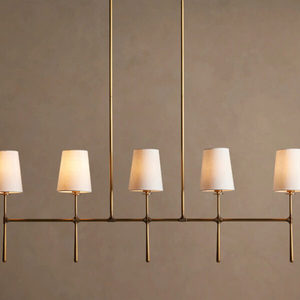 Lámpara de Techo Moderna de Acero Blanco con Pantalla de Vidrio Cónica, 6 Luces, Altura Ajustable, Fácil Instalación para Iluminación Residencial - Product Image 1