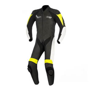 Traje de Motociclismo de Cuero Personalizado en Blanco y Negro, Traje de Motociclista de Carreras Rápido con Diseño Profesional - Product Image 1
