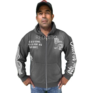 Sweats à capuche zippés pour hommes en gros, 100 % coton molletonné, écologiques, séchage rapide, logo frontal personnalisé imprimé et brodé, haute qualité - Product Image 1
