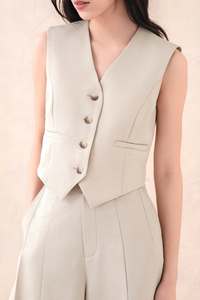 Women's <b>Wool</b> Blend 3 Piece Suit Set Blazer Gilet <b>Pants</b> V Neck Full Sleeve Anti Wrinkle Business Office Wear - Product Image 2