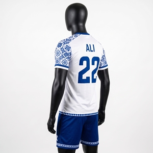 Ensemble d'uniformes de futsal personnalisés, maillot et short de football en salle sublimés, kit d'équipe uni avec nom et numéro, pour hommes, 100% polyester, col rond - Product Image 4