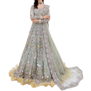 Vestido de Novia Indio-Pakistaní Bordado de Diseñador, Maxi Lahenga Choli de 3 Piezas, Trajes de Boda de Diseñador, Vestidos de Noche para Fiestas - Product Image 1