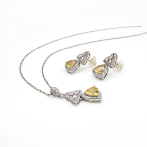 925 <b>Sterling</b> <b>Silver</b> Natural Citrine Pendant & <b>Earring</b> <b>Set</b> Rhodium Plated OEM ODM Fine Jewelry - Product Image 1