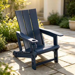 Sedia Adirondack Blu in HDPE Resistente alle Intemperie con Portabicchieri Ergonomica Capacità 330LBS per Uso Esterno - Product Image 1