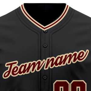 Black Baseball Jersey <b>Short</b> <b>Sleeve</b> <b>Button</b> <b>Up</b> Custom Team Uniform Breathable Polyester Athletic Sports Shirt - Product Image 4