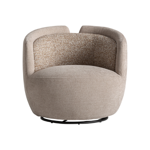 Fauteuil pivotant contemporain moderne en teck, design en forme de baril incurvé, double revêtement en tissu, confortable, mobilier de luxe pour hôtel - Product Image 3