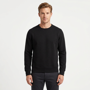 <b>Black</b> Men's <b>Crew</b> <b>Neck</b> <b>Sweatshirt</b> Long Sleeve Pullover Knitted Solid Casual Autumn Top - Product Image 3