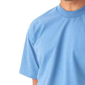 T-shirt décontracté pour homme en coton épais bleu ciel, col ras du cou, coupe oversize, manches courtes, mode estivale, personnalisable avec logo OEM ODM - Product Image 3