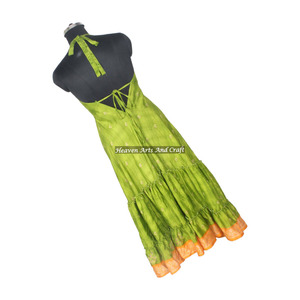 Hippy Boho Ethnic Indian Vintage Silk Sleeveless Dress Resort Wear Beach Dress With Floral Print Ladies Elegant Dinner Gown Ibiz - Product Image 6
