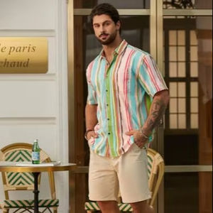 Chemise imprimée pour homme à manches courtes, style hawaïen tropical, décontractée, boutonnée, pour l'été, motif floral coloré, haut pour homme, été - Product Image 3