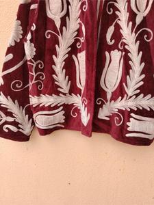 Premium Burgundy <b>Velvet</b> Floral Embroidered Suzani <b>Jacket</b> Full Sleeve Stand Collar Handmade Bohemian <b>Women</b> Winter Outerwear - Product Image 6