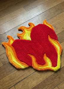Tapis de luxe en laine tuftée à la main, motif Cœur Flamboyant, antidérapant, doux et décoratif, pour chambre, salon et décoration intérieure moderne - Product Image 5
