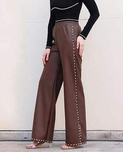 Pantalon femme en similicuir de luxe, extensible, taille haute, coupe slim, confortable et élégant - Product Image 2
