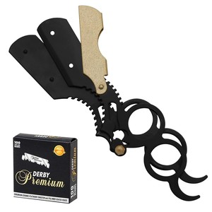 Gran oferta, de borde recto para dedos maquinilla de afeitar, herramienta de modelado de acero inoxidable, maquinilla de afeitar de peluquero de doble anillo para hombres con logotipo personalizado - Product Image 3