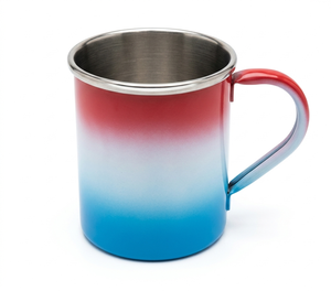 Tasses doubles en acier inoxydable rouge et blanc - Product Image 1
