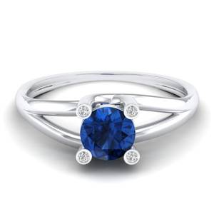 แหวนเงินแท้ 925 ประดับเพชรโมอิสซาไนต์ VVS คุณภาพสูงสำหรับผู้หญิง ทรงกลม 0.84 กะรัต พร้อมพลอยไพลินสีน้ำเงิน จาก REYES ราคาขายส่ง - Product Image 1