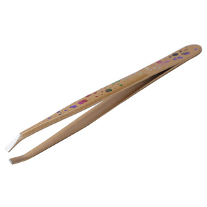 Pinzas de Cejas de Acero Inoxidable Dorado de Primera Calidad con Punta Inclinada, Recubrimiento en Polvo, Herramienta Profesional de Maquillaje y Belleza - Product Image 1