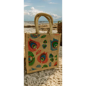 Bolsa de Yute Rectangular Estampada - Diseño Art Deco Ecológico Hecho a Mano - Ligera y Duradera para Uso en Exteriores - Diwali, Jubilación - Product Image 2