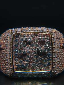 Rose Gold Plated 925 Silver <b>Iced</b> Out Moissanite <b>Ring</b> Square Championship Band for Engagement Wedding Gift - Product Image 2
