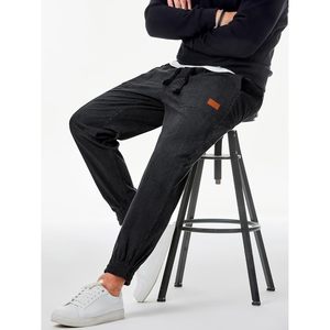 Pantalons de jogging en velours côtelé pour homme sur mesure, taille XL, lavage coloré, pantalon cargo décontracté, cordon de serrage, taille élastique, poches, style ample et effilé - Product Image 1