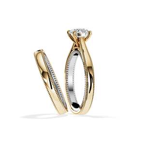 Anillo de compromiso de diamantes de corte brillante redondo chapado en oro de 14k para mujer, color D, cultivado en laboratorio, certificado IGI, estilo clásico. - Product Image 3