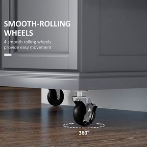 Isola da Cucina Moderna Portatile su Ruote Grigia con Cassetto, Piano in Acciaio Inox, Carrello Utilitario in Quercia con Portasciugamani e Portaspezie - Product Image 6