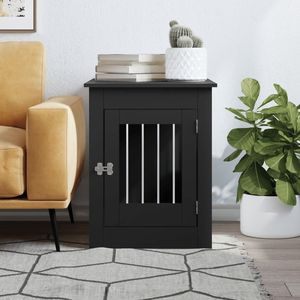 21.7\"x31.5\"x26.8\" Black Engineered <b>Wood</b> <b>Dog</b> <b>Crate</b> for Living Room Furniture - Product Image 3
