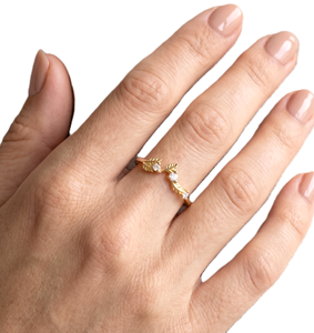 Round Cut Lab Grown Diamond 14K 18K Solid Gold Promise Ring Statement Engagement Jewelry Minimalist Curved Stacking Nesting Band - Product Image 6