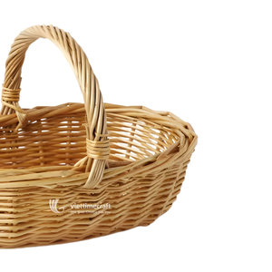 <b>Small</b> Flower Rattan <b>Basket</b> with Handle for Storage and Serving - Product Image 2
