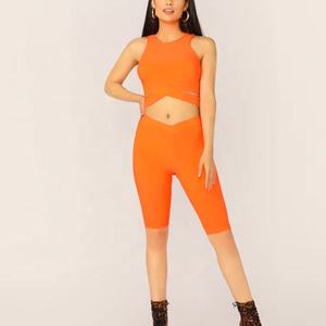 2023 femmes vêtements actifs sans couture collants de gymnastique et haut court en gros Fitness sport équipement de Yoga - Product Image 1