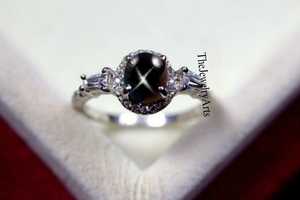<b>Black</b> Star Sapphire <b>Ring</b>, Lindy Star <b>Ring</b>, Oval <b>Ring</b> <b>Black</b> Star Sapphire, 925 Sterling Silver <b>Ring</b> Lindy Star <b>Ring</b> for Gift - Product Image 6