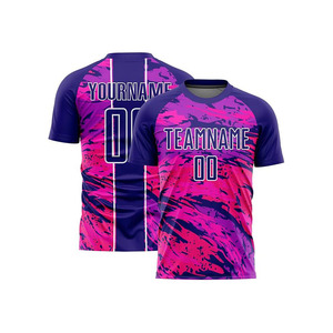 Ensemble de maillots de football personnalisés sublimés Équipe nationale 100% polyester pour dégradé rose Manches courtes Unisexe Adulte Anti-humidité - Product Image 2