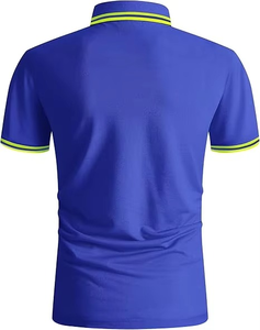 Polo homme bleu à manches courtes, couleur unie, tissu tricoté, coupe classique, décontracté - Product Image 3