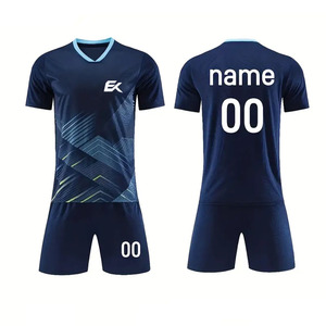 Conjunto de Camiseta de Fútbol Sublimada Azul Marino para Hombre, Manga Corta, Absorbe la Humedad, Corte Regular, Uniforme de Fútbol - Product Image 1