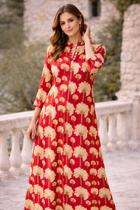 <b>Boho</b> Floral Print <b>Long</b> <b>Dress</b> Button Down Kali Style Gown 100% Cotton Women Summer Maxi <b>Dress</b> Handmade Masterpiece Apparel - Product Image 3