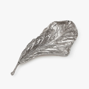 Plateau de service en argent poli, matériau organique, fait main, écologique, magnifique design en forme de feuille, décoration d'Halloween pour la maison, toutes tailles - Product Image 6