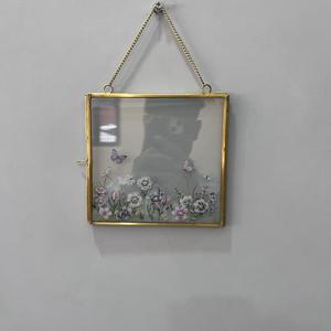 Square Metal <b>Mirror</b> <b>Frame</b> With Floral And Butterfly Design Lightweight Decorative Wall Hanging - Product Image 4