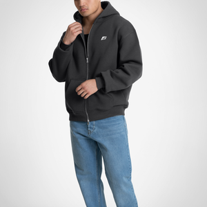 Sweats à capuche zippés épais 450 GSM 100% coton molletonné, logo personnalisé, coupe oversize, streetwear, vente en gros, personnalisation de marque - Product Image 6