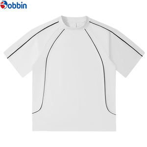 BOBBIN INDUSTRIES T-shirt personnalisé pour homme grande taille, style streetwear, avec coutures contrastées et patchwork, manches courtes, coupe classique, unisexe - Product Image 3