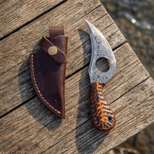 Cuchillo de Caza Profesional de 8 Pulgadas, Hoja Fija de Acero de Damasco Hecha a Mano por Pasha Enterprises, Grado Industrial, para Desollar, OEM - Product Image 1