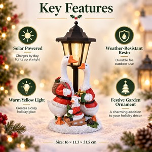 Großhandel Weihnachtsgänse-Familien-Dekorationsfigur für den Außenbereich, Garten-Tierfigur mit Solar-Warmlicht-Akzent - Product Image 2
