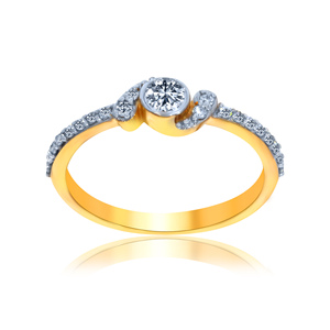 Bague chic en or jaune 18 carats avec un motif en spirale fluide et des diamants brillants, accessoire sophistiqué pour femme - Product Image 1