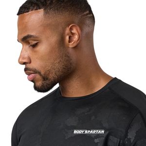Men’s Black Camo Performance Training T Shirt Short Sleeve Gym Workout Tee Breathable Lightweight Fitness Running Athletic - Product Image 3