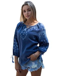 Top Vintage de algodón satinado blanco para mujer, talla XS, estilo informal suelto, bordado con motivos tradicionales ucranianos, borla, estampado en la espalda para - Product Image 1