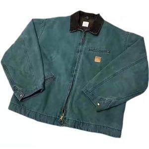 Chaqueta de Mezclilla de Lujo Estilo Urbano, Chaqueta de Trabajo Vintage con Cremallera, de Lona Gruesa, con Logotipo Personalizado, de Algodón, para Hombre - Product Image 1