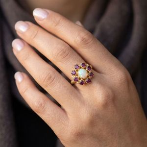 Gemvanity Gold Plated Classic Channel Setting Brilliant Cut Rose <b>Quartz</b> Rhodolite Garnet Gemstone Engagement Party Wedding <b>Ring</b> - Product Image 4
