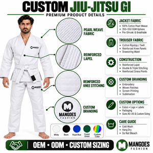 Kimono de Jiu-Jitsu personnalisé, uniforme léger en tissu tissé perlé respirant et pré-rétréci pour l'entraînement au Jiu-Jitsu Brésilien - Product Image 6
